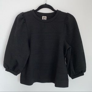 Anne Klein Black Womens Sweater Blouse Holiday Top Black with Pattern XXS